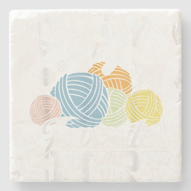 Knitting Because Murder Is Wrong  Stone Coaster (Front)