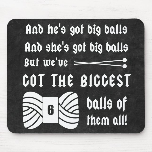 Knitting • Big Balls of Yarn Crafts Dark Mouse Mat (Front)