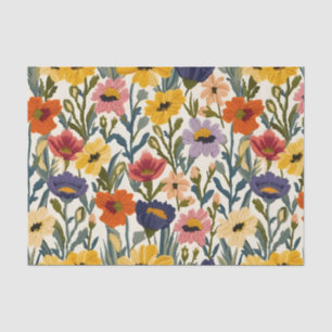 Knitting Botanical Pattern Pastel Vintage Colours Tissue Paper