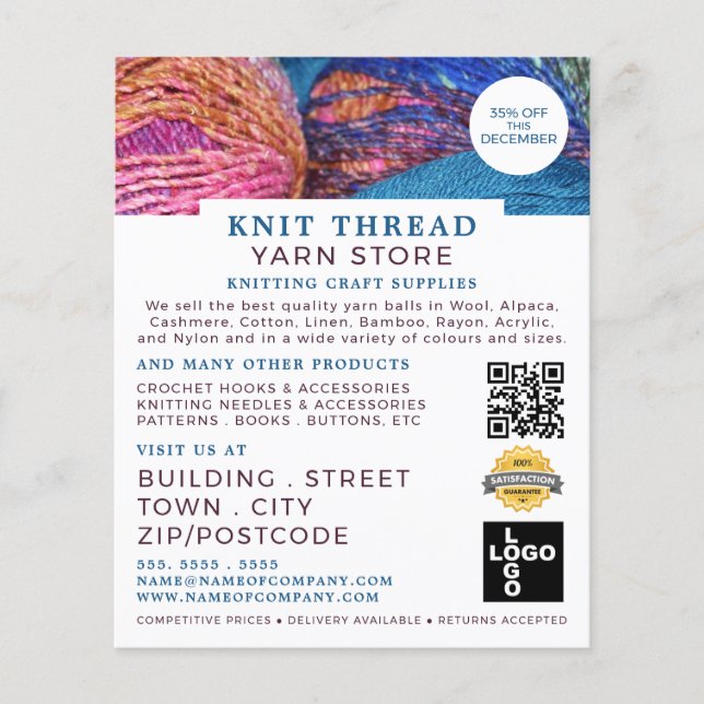 Knitting Bundles, Knitting Store, Yarn Store Flyer (Front)