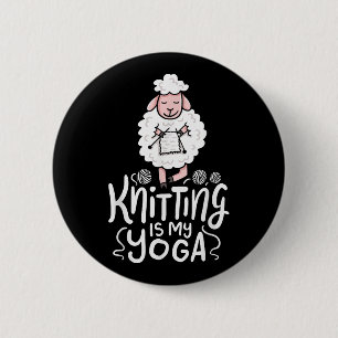 Knitting Cat Shirt Knitting Lover Cat Lover I Love 6 Cm Round Badge