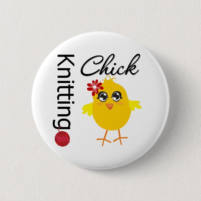 Knitting Chick 2 6 Cm Round Badge (Front)