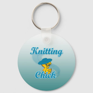 Knitting Chick #3 Key Ring
