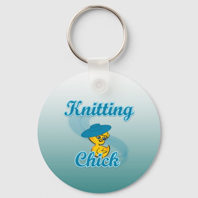 Knitting Chick #3 Key Ring (Front)
