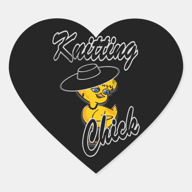 Knitting Chick #4 Heart Sticker (Front)
