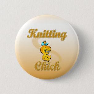 Knitting Chick 6 Cm Round Badge
