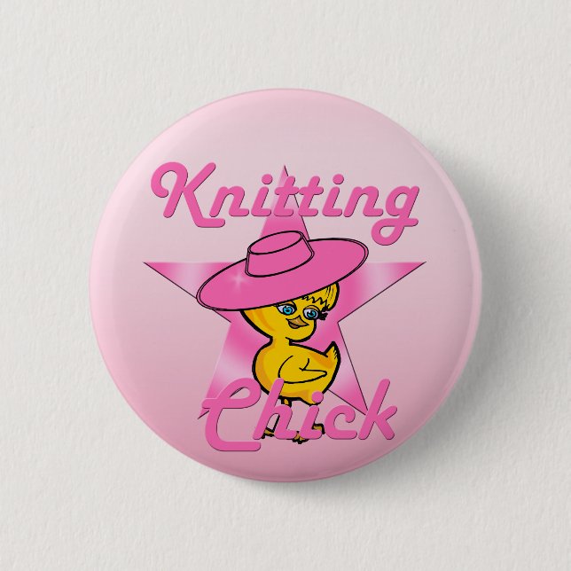 Knitting Chick #8 6 Cm Round Badge (Front)