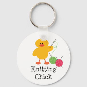 Knitting Chick Key Chain