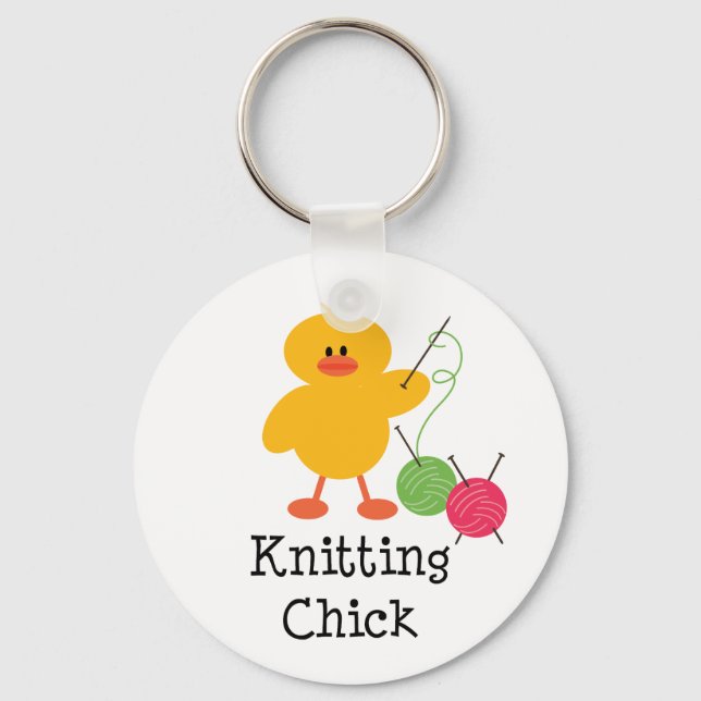 Knitting Chick Key Chain (Front)