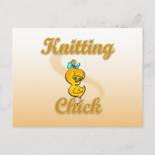 Knitting Chick Postcard