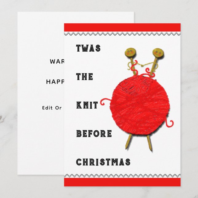 Knitting Christmas Holiday Card (Front/Back)