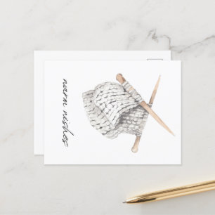 Knitting Cosy Warm Wishes Postcard