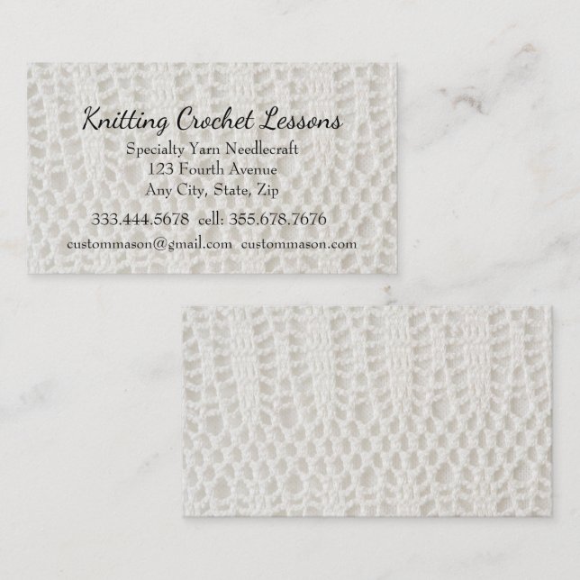 Knitting & Crochet Lessons Instructor Business Car Card (Front/Back)