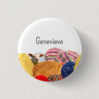 Knitting crochet wool yarn crafting personalizable 3 cm round badge