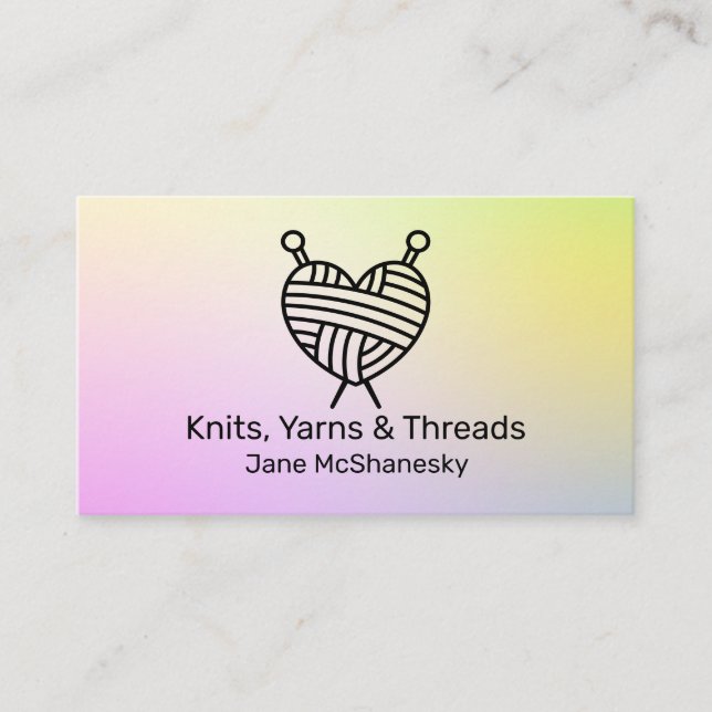Knitting Crochet Yarn Hand Spool Handmade Business Card (Front)
