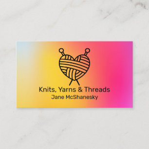 Knitting Crochet Yarn Hand Spool Handmade Business Card