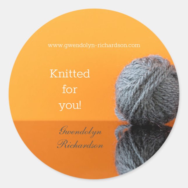 Knitting crochet yarn wool handmade custom classic round sticker (Front)