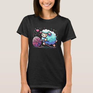 Knitting Crocheting Sheep Knitter Yarn Needle Meme T-Shirt