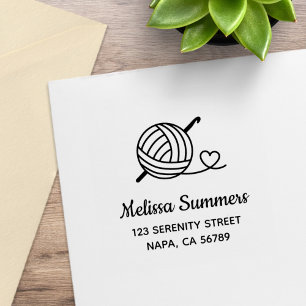 Knitting Crocheting Yarn Address Rubber Stamp