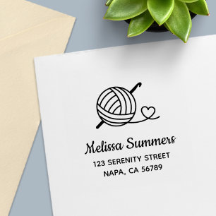 Knitting Crocheting Yarn Address Self-inking Stamp