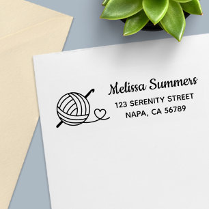 Knitting Crocheting Yarn Address Self-inking Stamp