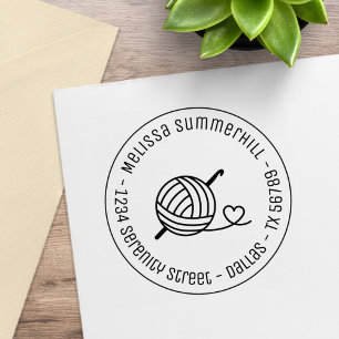 Knitting Crocheting Yarn Round Address 2 Rubber Stamp