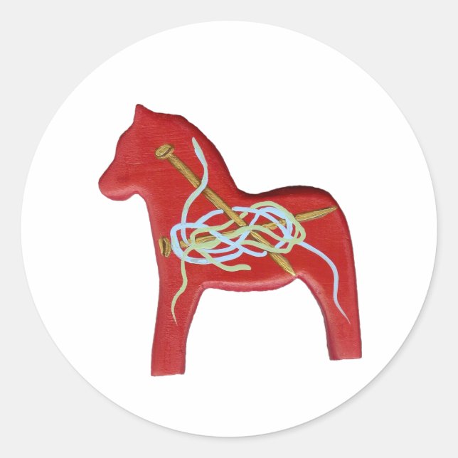 Knitting Dala Horse Sticker (Front)