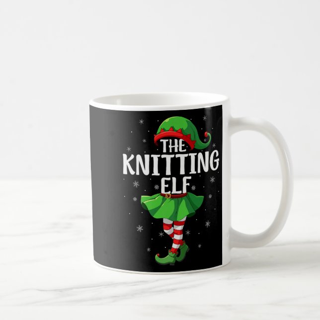 Knitting Elf Christmas Girls Women Elf Squad Xmas  Coffee Mug (Right)