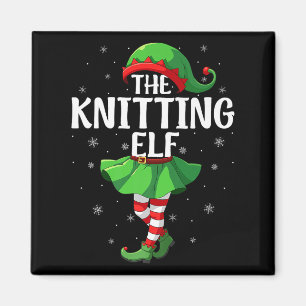 Knitting Elf Christmas Girls Women Elf Squad Xmas Magnet