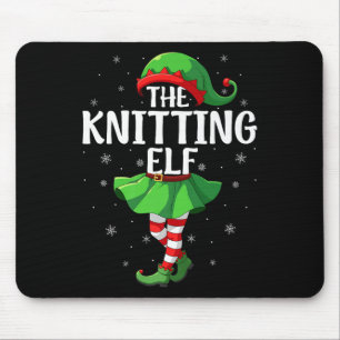 Knitting Elf Christmas Girls Women Elf Squad Xmas Mouse Mat
