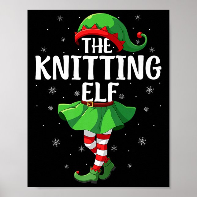 Knitting Elf Christmas Girls Women Elf Squad Xmas  Poster (Front)
