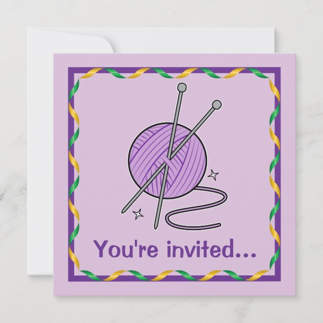 Knitting Fun Birthday Invitation (Front)