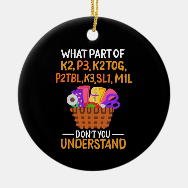 Knitting Funny Knitting Quotes Ceramic Tree Decoration (Front)