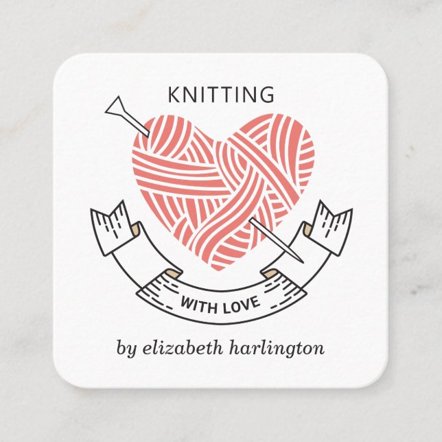 Knitting handmade. Crochet craft supplies Knitter Square Business Card (Front)
