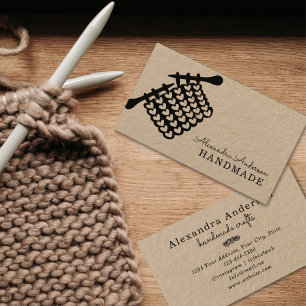 Knitting Handmade Needles and Mesh Kraft Business Card