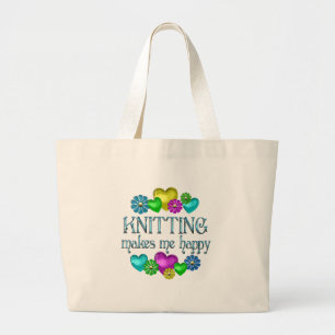 Knitting Happiness Large Tote Bag