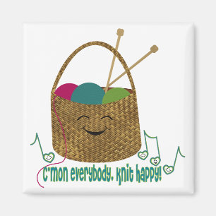 Knitting Happy Magnet