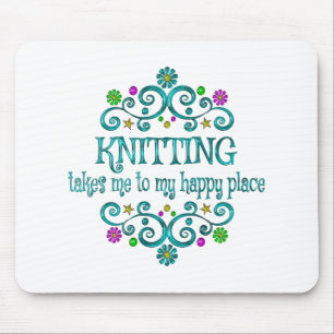 Knitting Happy Place Mouse Mat
