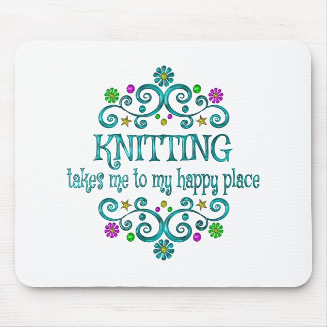 Knitting Happy Place Mouse Mat (Front)