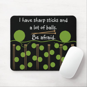 Knitting Humour Design Mouse Mat
