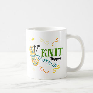 Knitting Humour Knit Happens Saying and Quirky Coffee Mug