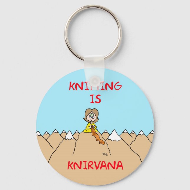 knitting is knirvana guru key ring (Front)