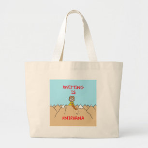 knitting is knirvana guru large tote bag