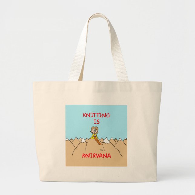 knitting is knirvana guru large tote bag (Front)