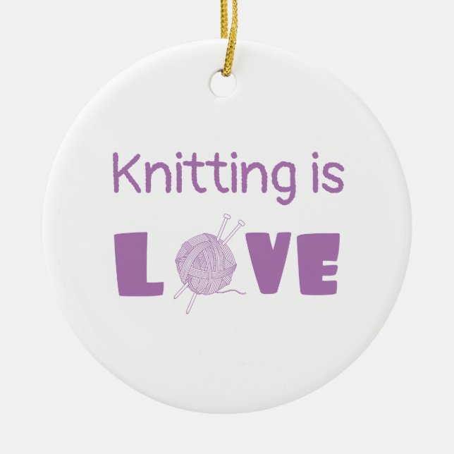 Knitting is Love Ceramic Tree Decoration (Front)