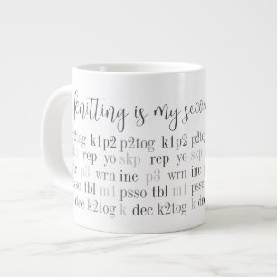 KNITTING IS MY SECOND LANGUAGE Big White Mug
