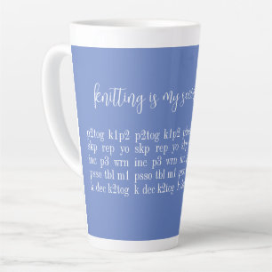 KNITTING IS MY SECOND LANGUAGE Tall Latte Mug II