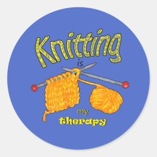 Knitting is My Therapy, Knitting lover Classic Round Sticker