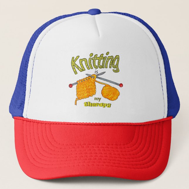 Knitting is My Therapy, Knitting lover Trucker Hat (Front)