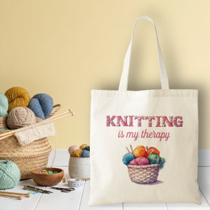 Knitting Is My Therapy Tote Bag